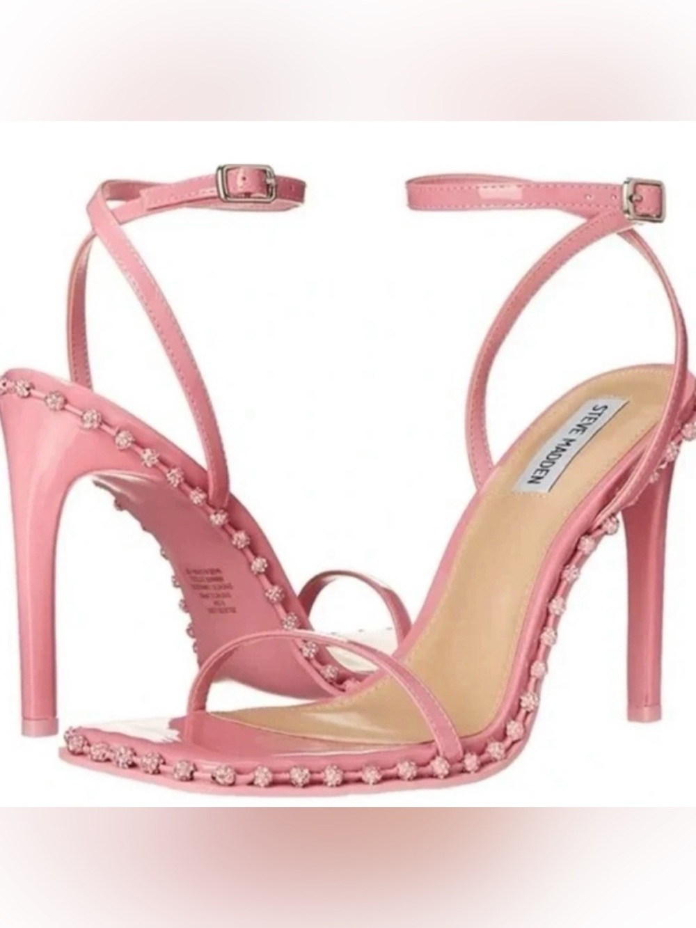 Steve Madden Pink Patent Crystal-Trim Ankle-Strap Heels - BRAND NEW